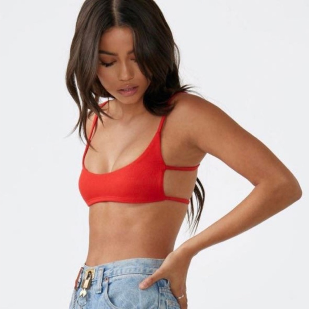 Joah Brown Red Cage Top